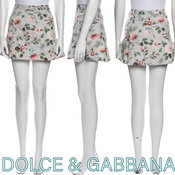 D&G Pleated Floral Mini Skirt IT 44 NWOT - Picture 1 of 8